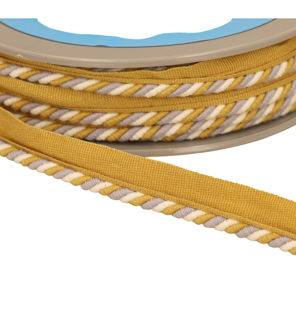 15 m Spule mit Überstand/Paspelschnur 4 mm (Fuß 10 mm), 4 mm Senfgelb