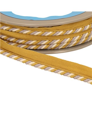 Bobine 15m dépassant/passepoil cordon 4mm (pied 10mm) 4mm moutarde