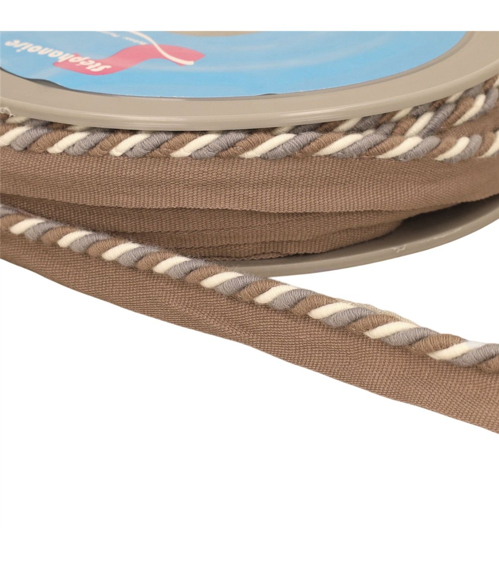 Bobine 15m dépassant/passepoil cordon 4mm (pied 10mm) 4mm taupe