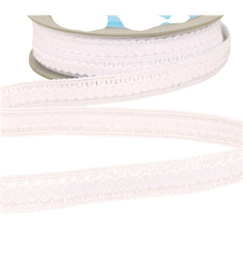 Bobine 20m galon vagues 17mm blanc