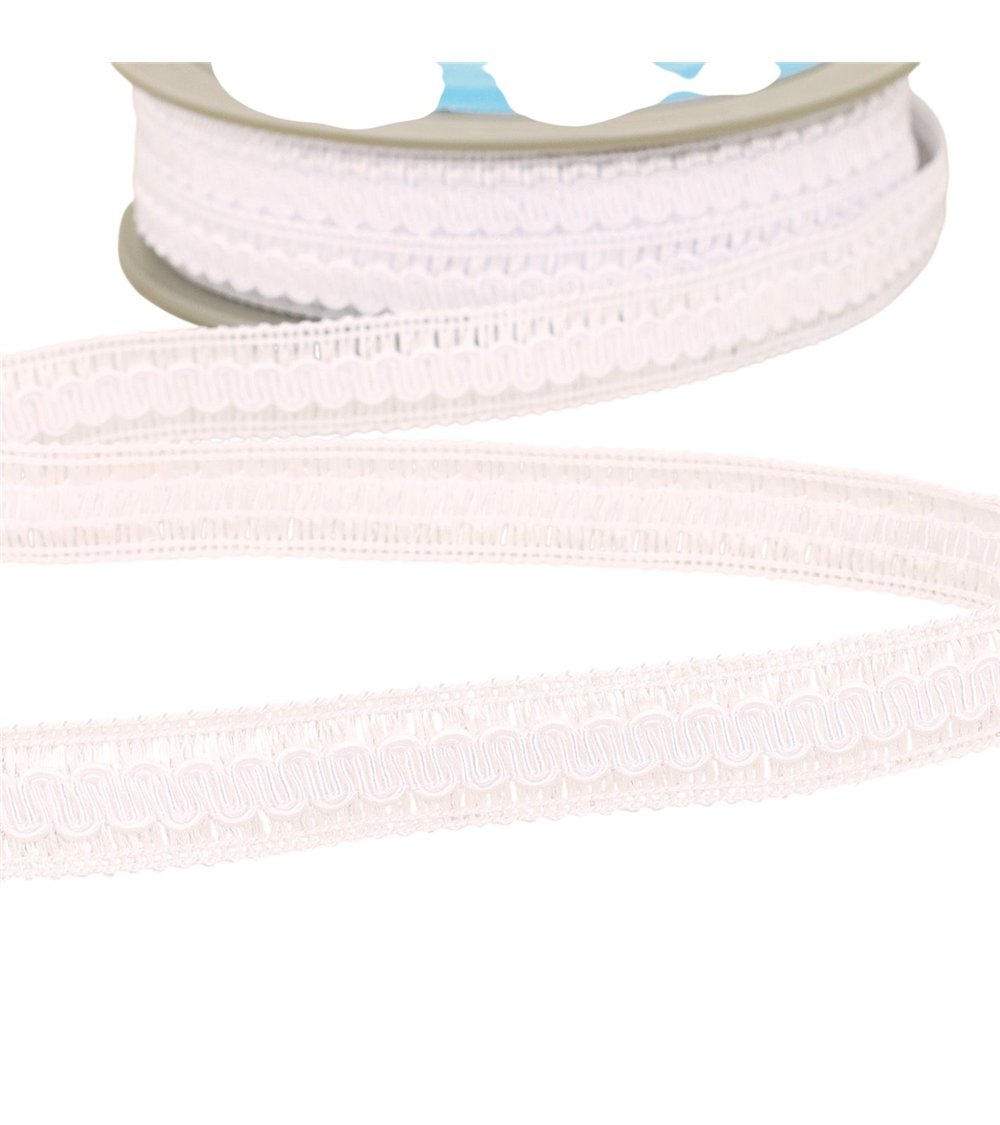 Bobine 20m galon vagues 17mm blanc