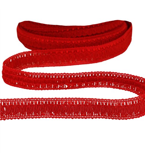 Bobine 20m galon vagues 17mm rouge