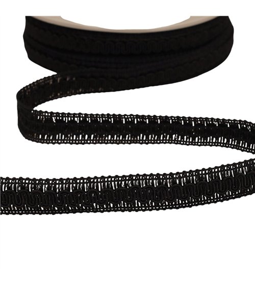 Bobine 20m galon vagues 17mm noir