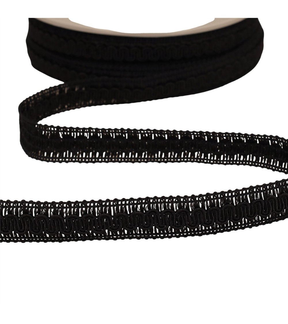 Bobine 20m galon vagues 17mm noir