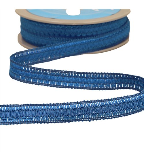 Bobine 20m galon vagues 17mm bleu roi