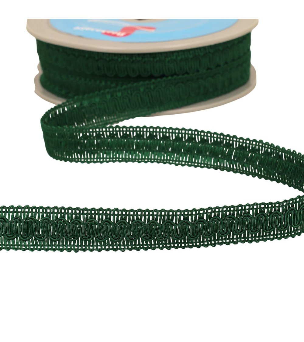 Bobine 20m galon vagues 17mm vert bouteille