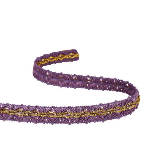 25m spool of diamond braid with gold stitching 18mm purple