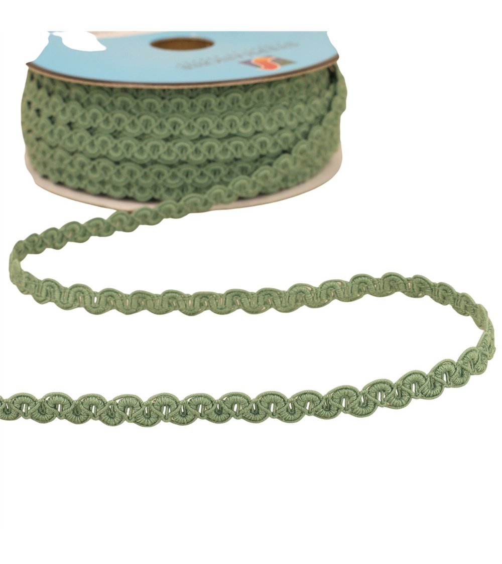 Bobine 25m galon vagues mat 9mm vert kaki clair