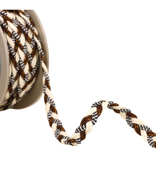 15m spool braid 6 cords 12mm ecru/brown