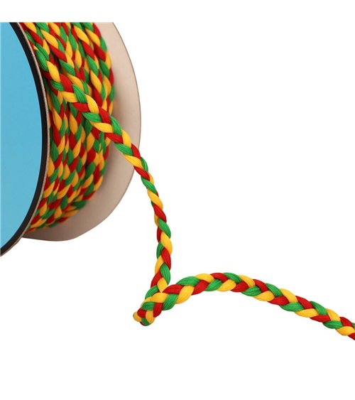 Bobine 25m tresse tricolore 3 brins 7mm multicolore