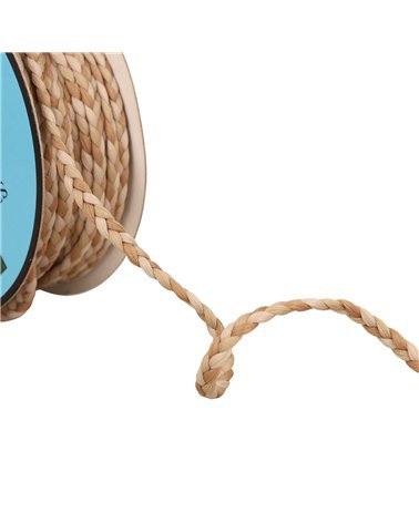 Bobine 25m tresse tricolore 3 brins 7mm beige