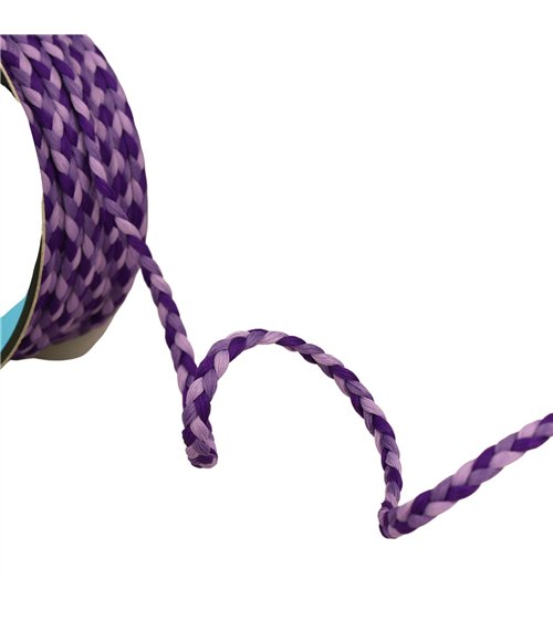 Bobine 25m tresse tricolore 3 brins 7mm mauve