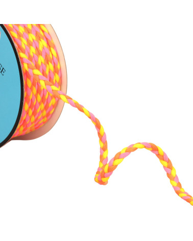 25 m Spule, dreifarbiges Geflecht, 3 Stränge, 7 mm, mehrfarbig/fluo