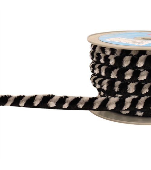 Bobine 20m galon pompons chenille 17mm gris clair