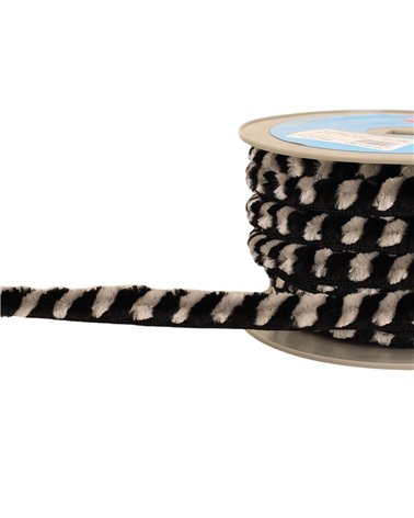 Bobine 20m galon pompons chenille 17mm gris clair
