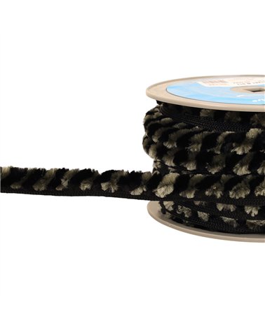 Bobine 20m galon pompons chenille 17mm gris
