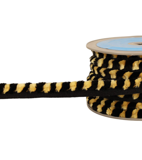 Bobina de 20m de trenza de pompones de chenilla 17mm amarillo pálido