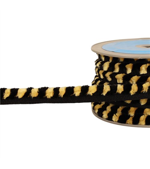 Bobine 20m galon pompons chenille 17mm jaune pâle