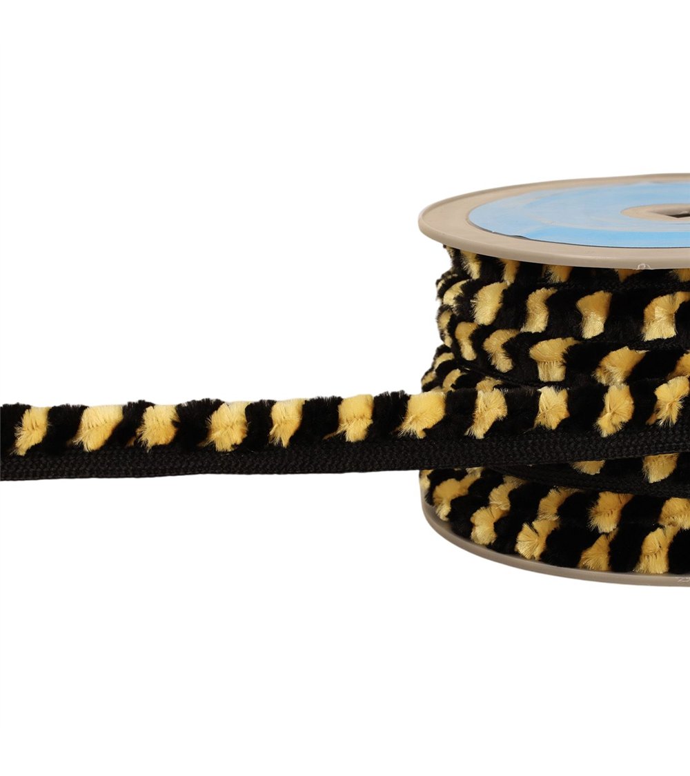 Bobine 20m galon pompons chenille 17mm jaune pâle