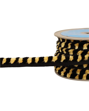 Bobine 20m galon pompons chenille 17mm jaune pâle