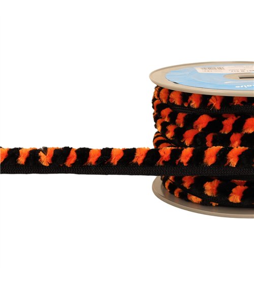 Bobine 20m galon pompons chenille 17mm orange