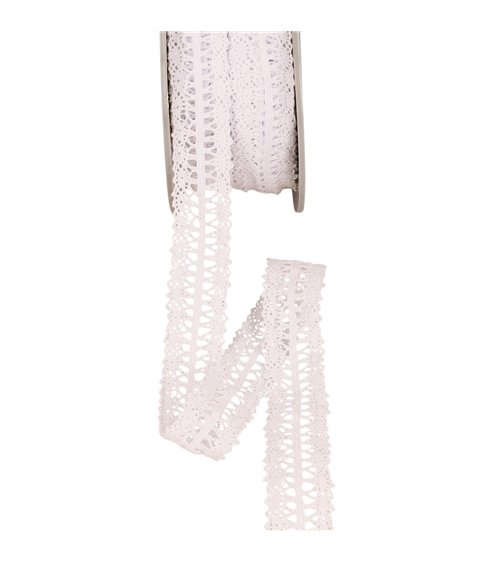 Bobine 25m dentelle entre deux 25mm blanc