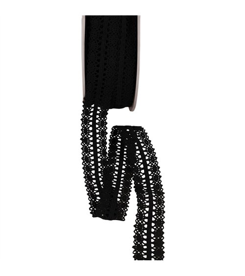 Bobine 25m dentelle entre deux 25mm noir