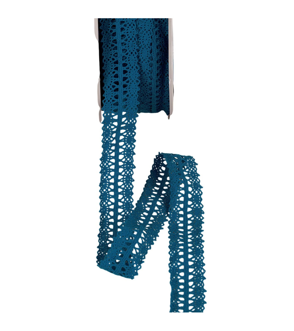 25m spool of lace between two 25mm duck blue