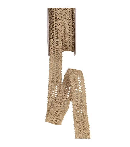 Bobine 25m dentelle entre deux 25mm beige