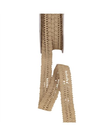 Bobine 25m dentelle entre deux 25mm beige