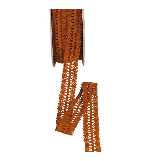 Bobine 25m dentelle entre deux 25mm rouille