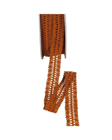 Bobine 25m dentelle entre deux 25mm rouille
