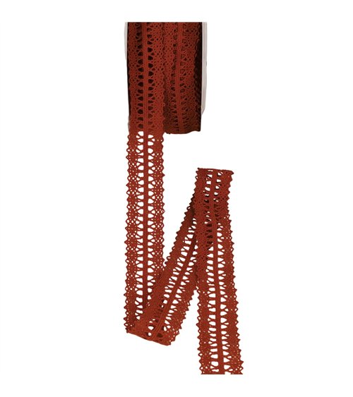 Bobine 25m dentelle entre deux 25mm rouille