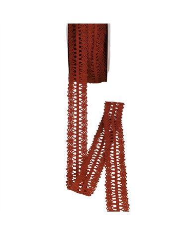 Bobine 25m dentelle entre deux 25mm rouille