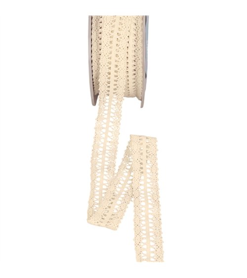 Bobine 25m dentelle entre deux 25mm écru