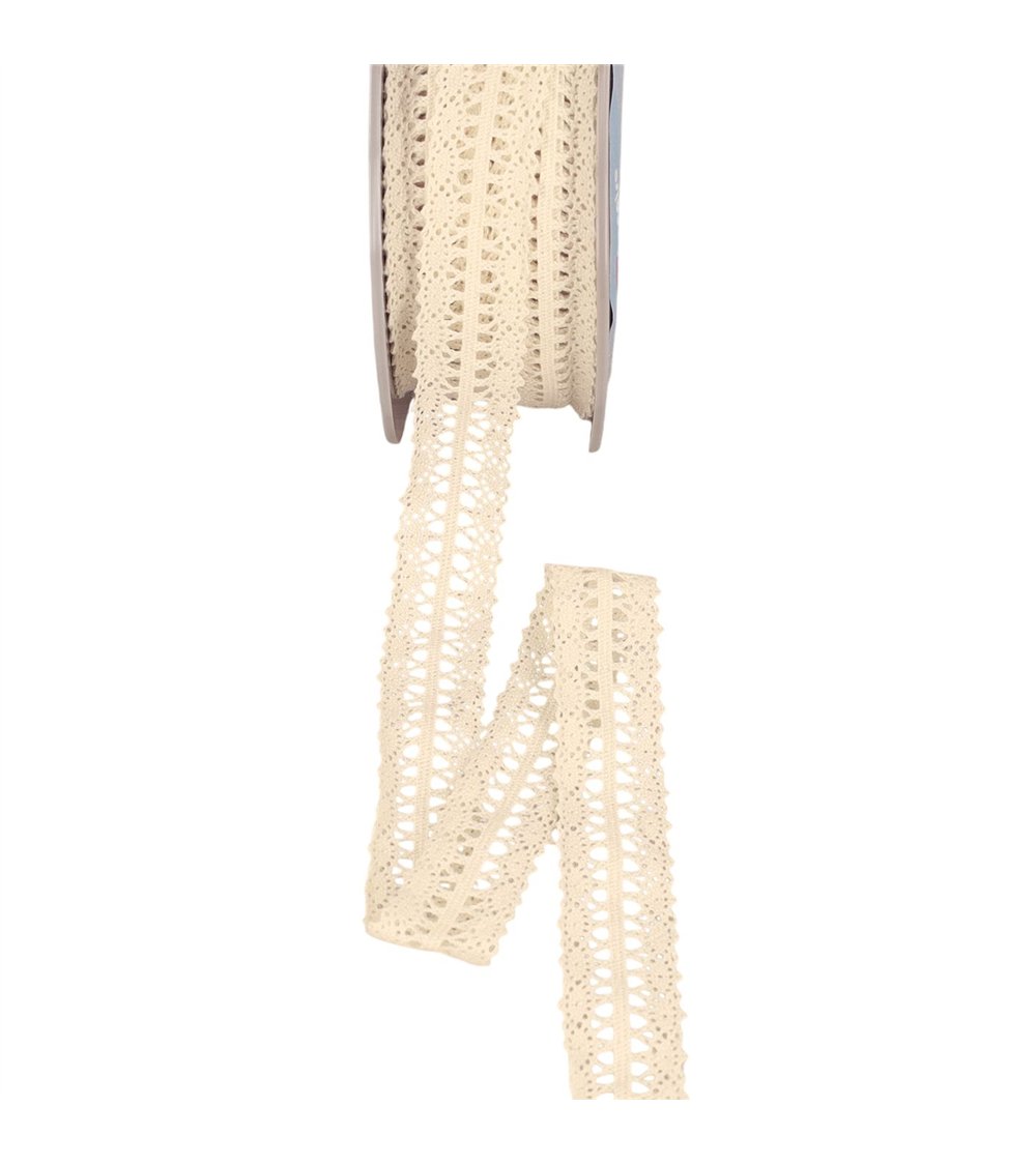 Bobine 25m dentelle entre deux 25mm écru
