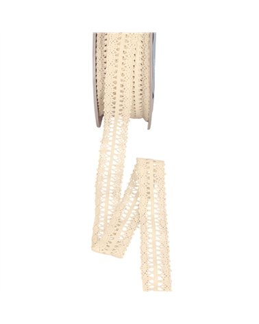 Bobine 25m dentelle entre deux 25mm écru