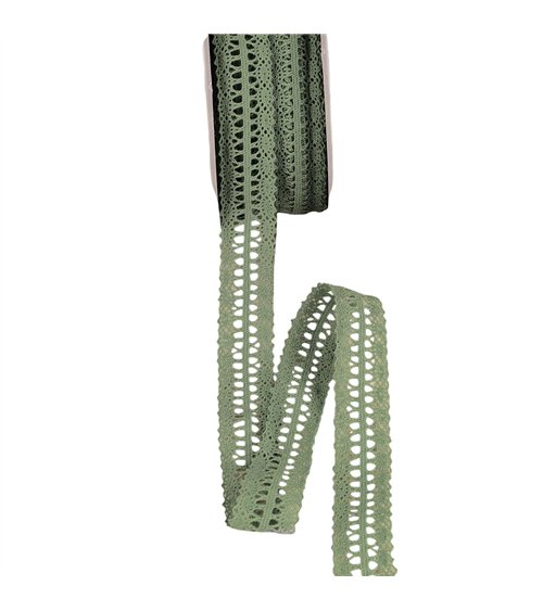 Bobine 25m dentelle entre deux 25mm vert kaki clair
