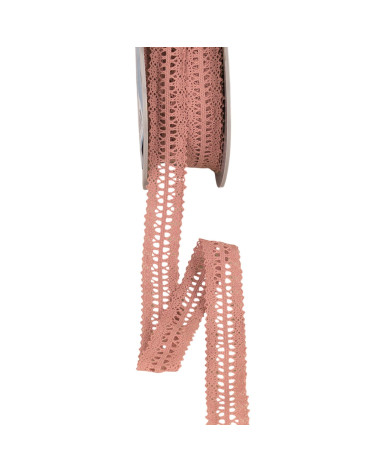 Bobina 25m encaje entre dos 25mm rosa viejo