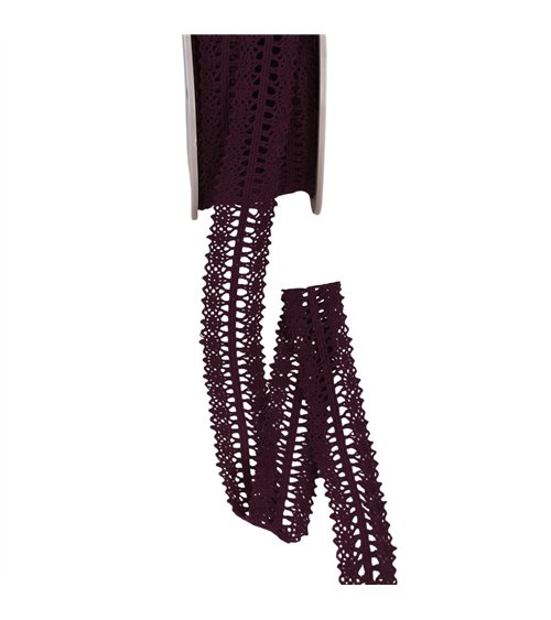Bobine 25m dentelle entre deux 25mm prune