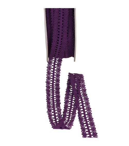 Bobine 25m dentelle entre deux 25mm violet