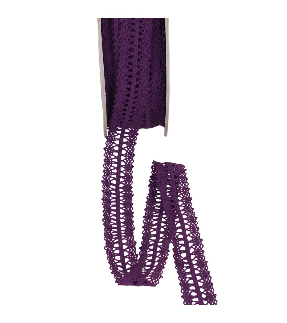 Bobine 25m dentelle entre deux 25mm violet