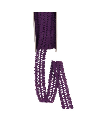 Bobina da 25 m di pizzo tra due viola da 25 mm