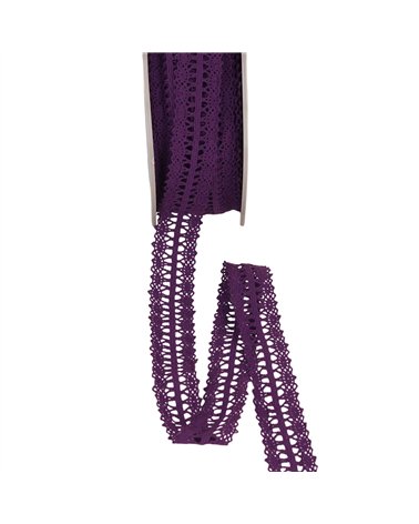 Bobine 25m dentelle entre deux 25mm violet