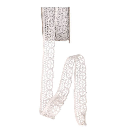 25-m-Spule aus Metallic-Spitze, 23 mm, silberfarben