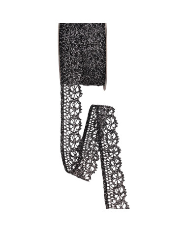 25m spool of metallic lace 23mm black