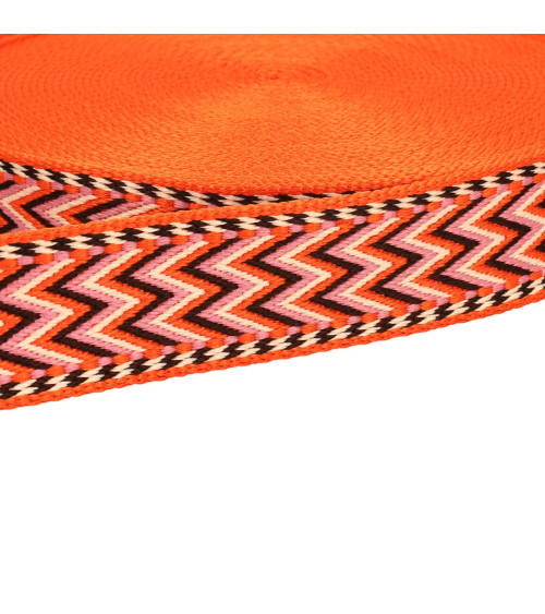 Herringbone strap 38mm orange per meter