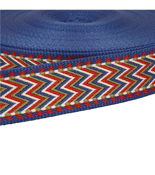 Sangle chevrons 38mm marine au mètre