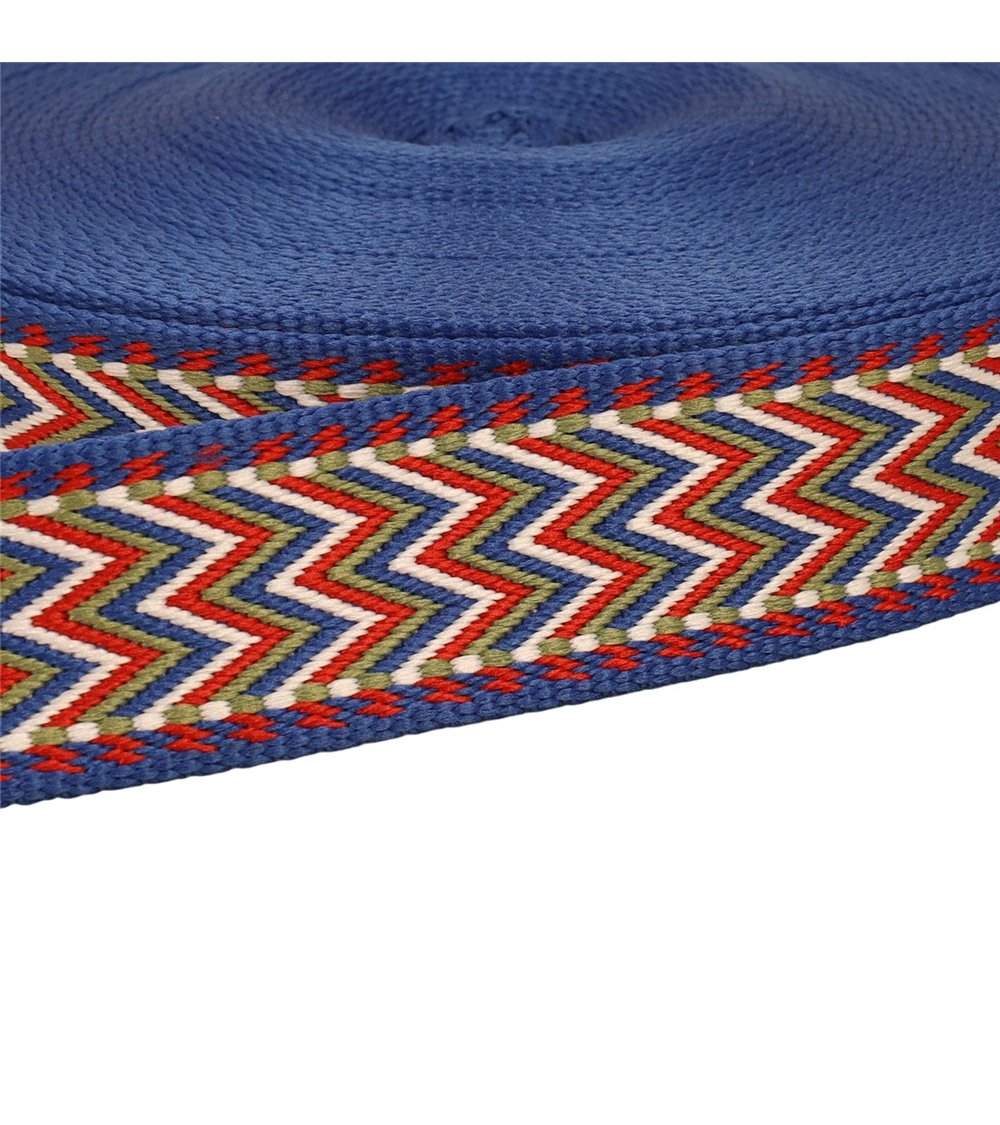 Sangle chevrons 38mm marine au mètre