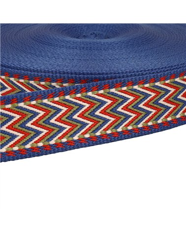 Sangle chevrons 38mm marine au mètre